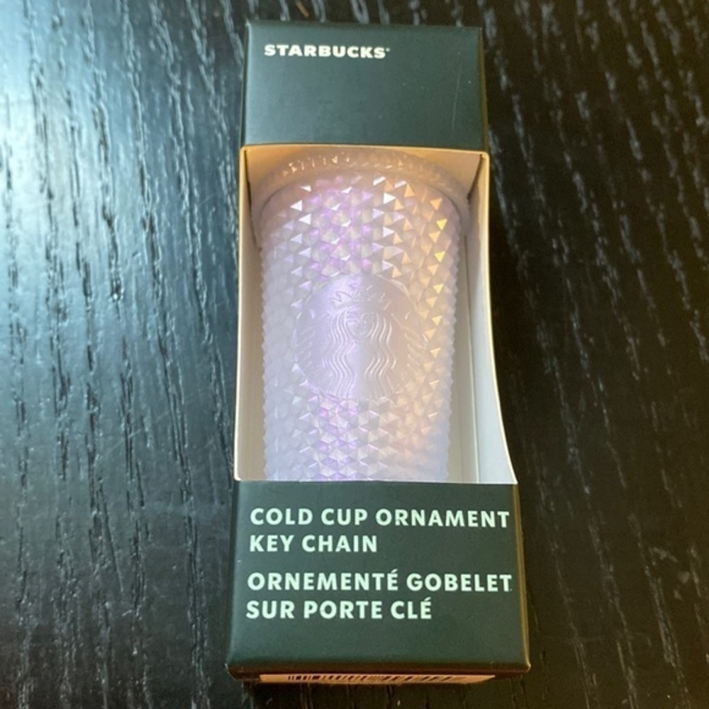 Starbucks Icy Bling cold cup ornament key chain tumbler ice White lavender